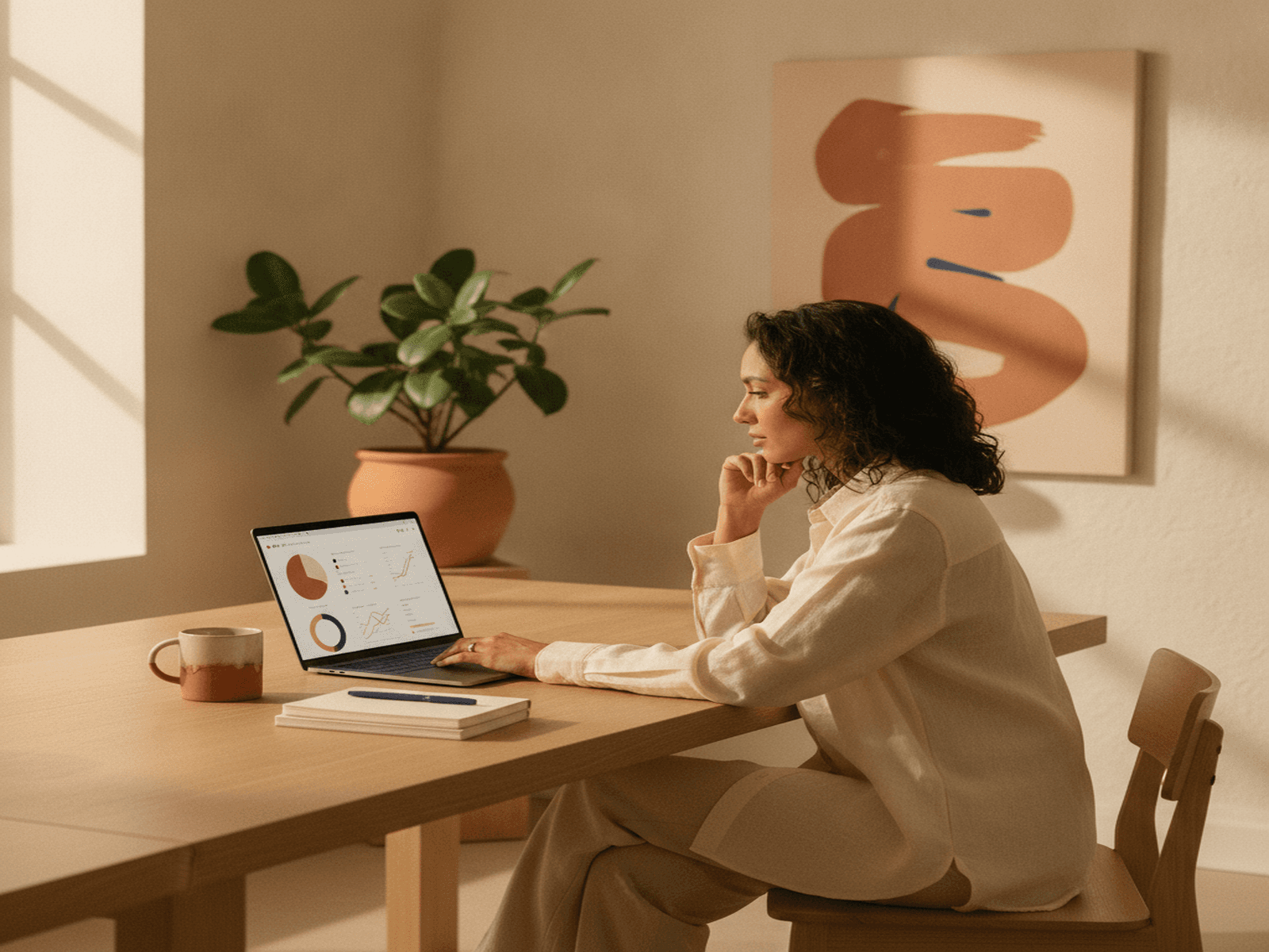 A founder reviewing a growth ops dashboard with a VA