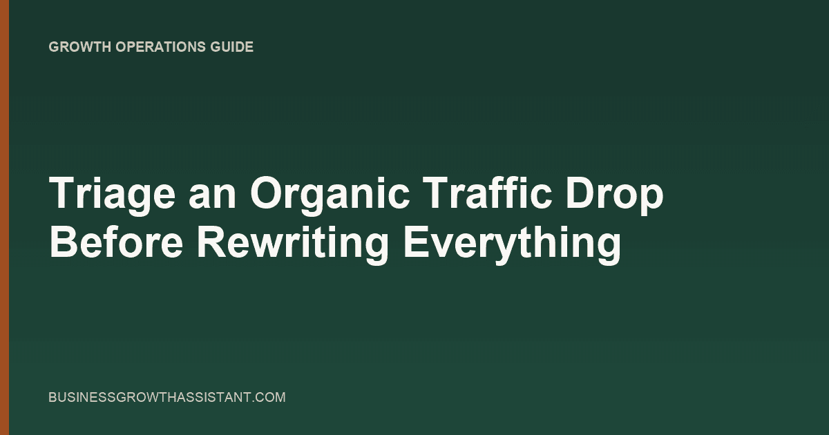 Triage an Organic Traffic Drop Before Rewriting Everything